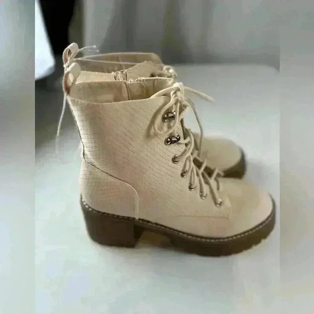 Altar’d State Chucky Platform Bootie Faux Snakeskin design  (Tan) Size 8